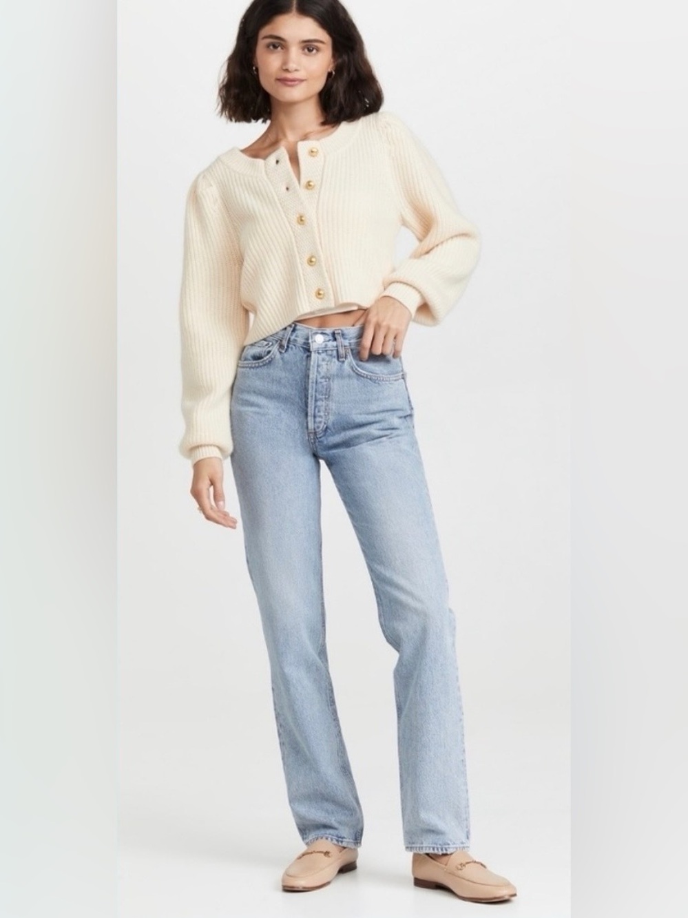 AGOLDA Lana Mid Rise Straight Jeans in FICTION